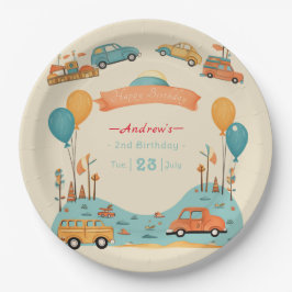 Plato De Papel Tema del cumpleaños de los niños del automóvil