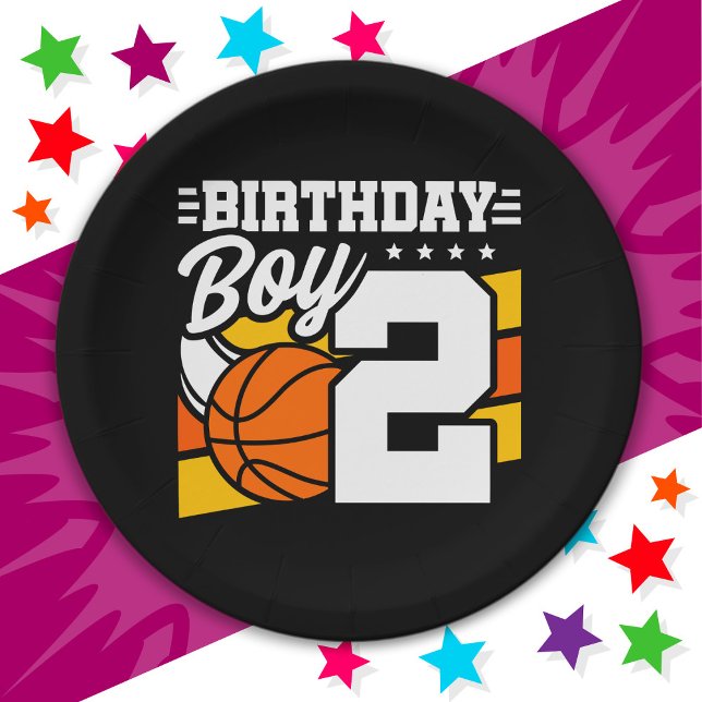 Plato De Papel Tema del Fiesta de baloncesto de 2 años (Subido por el creador)