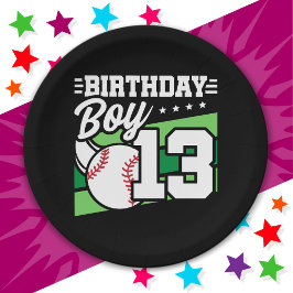 Plato De Papel Tema del Fiesta de Béisbol de 13 años 13