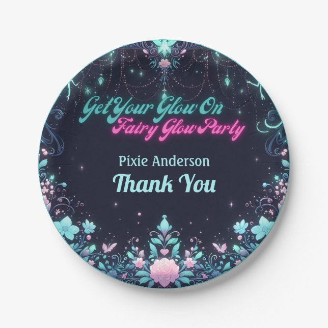 Plato De Papel Tema del Fiesta de hadas brillantes - cuento de ha (Anverso)