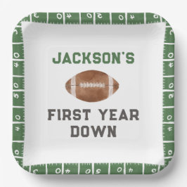 Plato De Papel Tema del fútbol Primer año por año cumpleaños