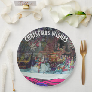 Plato De Papel Tema del invierno de los patinadores de hielo de l