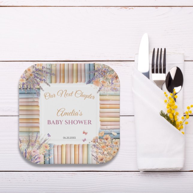 Plato De Papel Tema del libro de Pastel Floral Baby Shower (Subido por el creador)