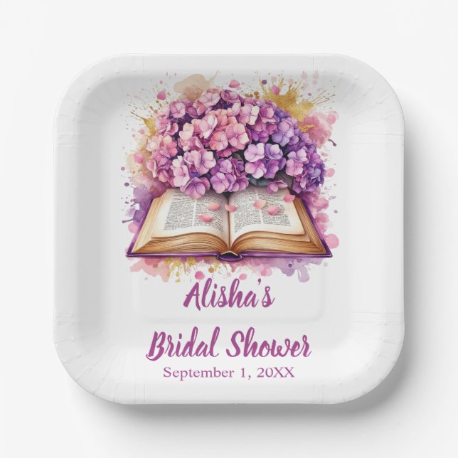 Plato De Papel Tema del libro Hydrangea (Anverso)