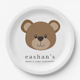 Plato De Papel Tema del oso marrón