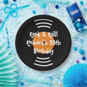 Plato De Papel Tema del rock y rollo vintage personalizado de la