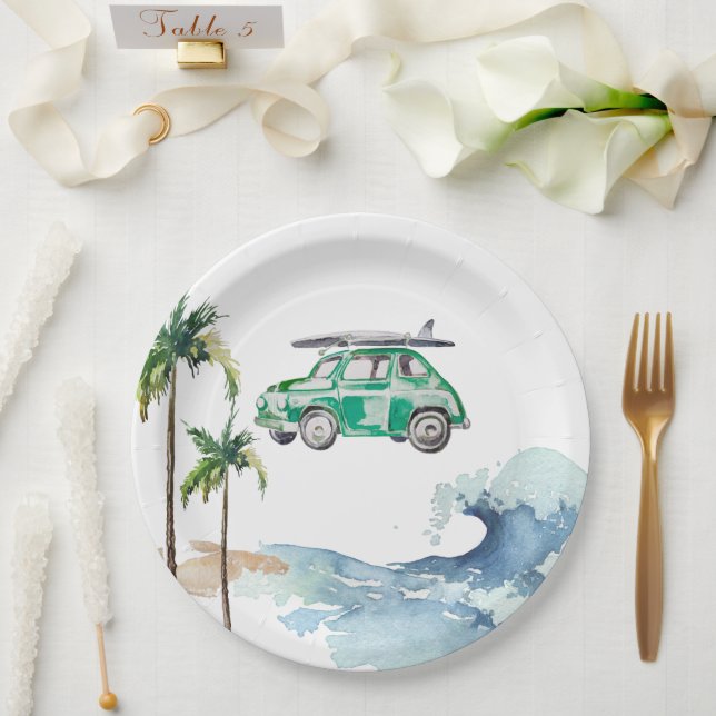 Plato De Papel Tema del surf Invitación a la playa de Baby Shower (Boda)