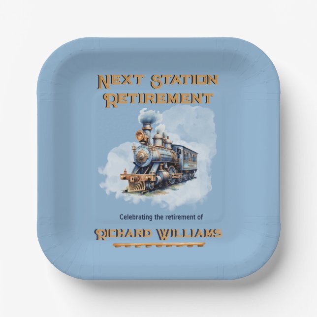 Plato De Papel Tema del viaje de jubilaciones Estación de tren de (Anverso)