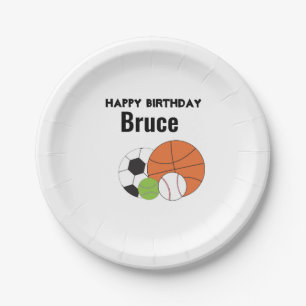 Plato De Papel Tema deportivo Feliz cumpleaños personalizar