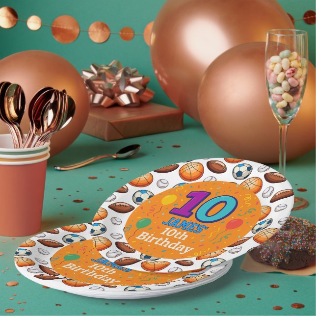 Plato De Papel Tema deportivo personalizado 10 Placas de papel de (Multi)
