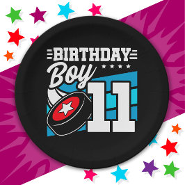 Plato De Papel Tema Fiesta de hockey de 11 años 11º niño de cumpl