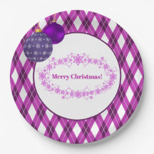 Tema morado y blanco Feliz Navidad