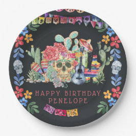 Plato De Papel Tema personalizado Día de los Muertos