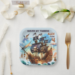 Plato De Papel Tema Pirata Shiver My Timbers