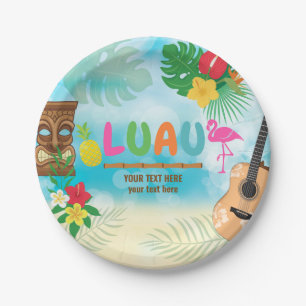Plato De Papel Tema tropical de Luau