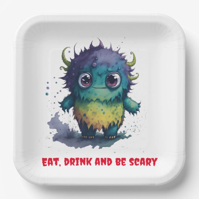 Plato De Papel Temas de Halloween para niños en Guay (Anverso)