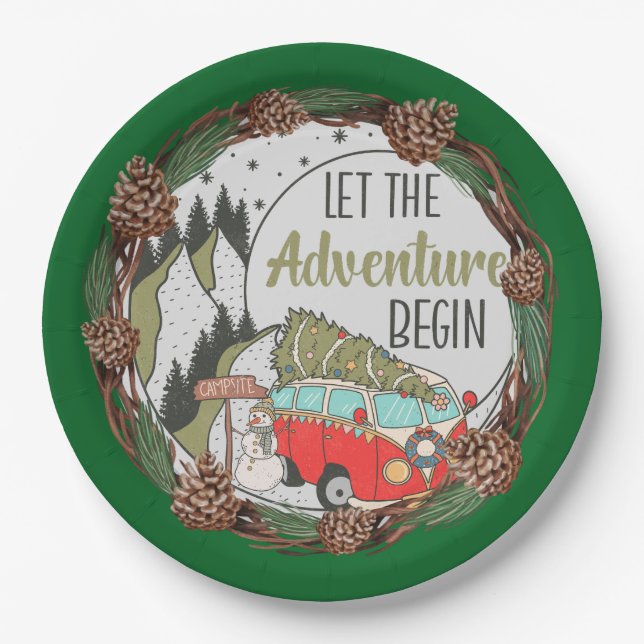 Plato De Papel Temas de Navidades de campamento (Anverso)