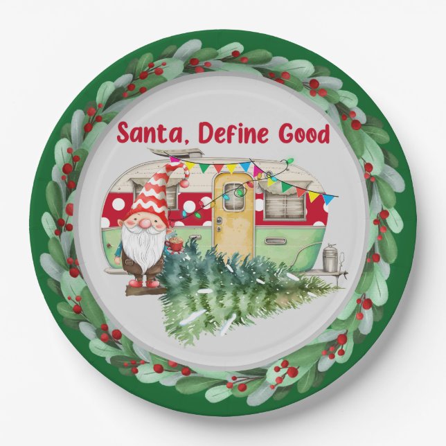 Plato De Papel Temas de Navidades de campamento (Anverso)