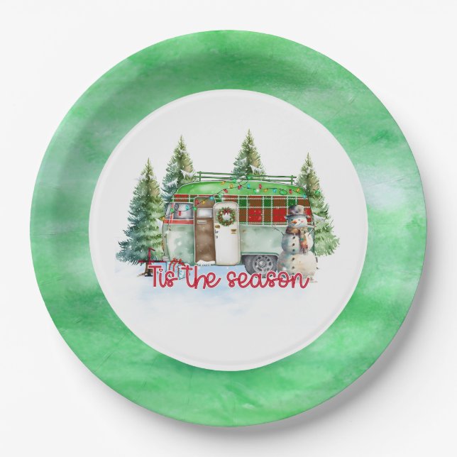 Plato De Papel Temas de Navidades de campamento (Anverso)