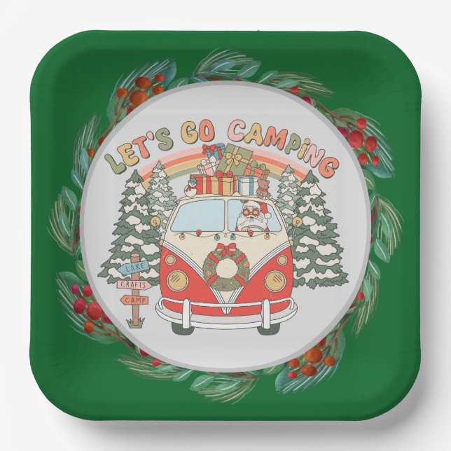 Plato De Papel Temas de Navidades de campamento (Anverso)
