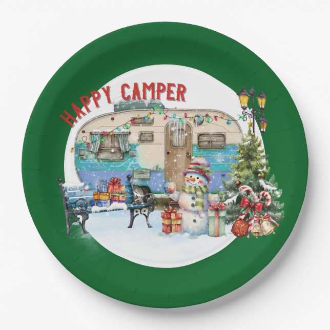 Plato De Papel Temas de Navidades de campamento (Anverso)
