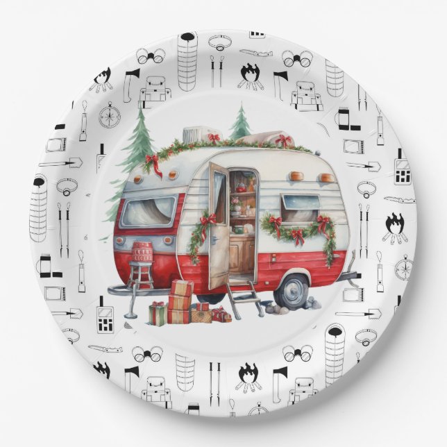 Plato De Papel Temas de Navidades de campamento (Anverso)