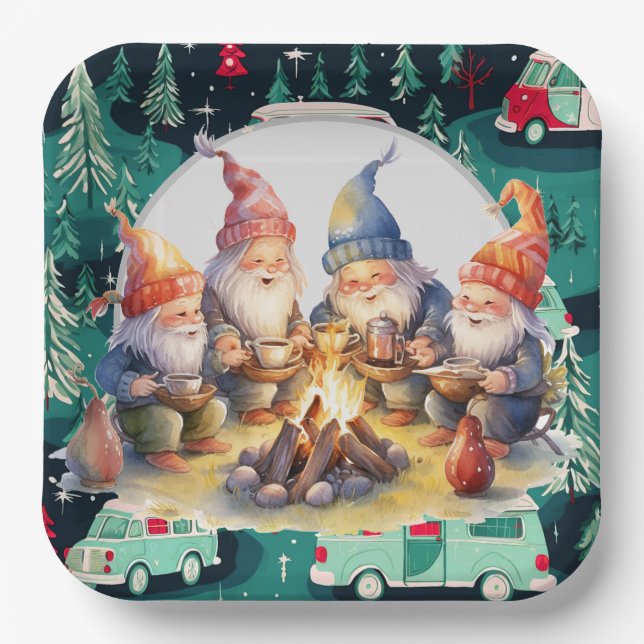 Plato De Papel Temas de Navidades de campamento (Anverso)
