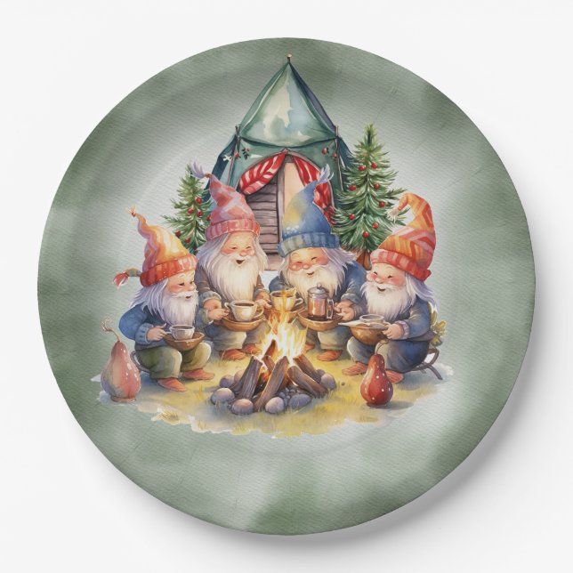 Plato De Papel Temas de Navidades de campamento (Anverso)