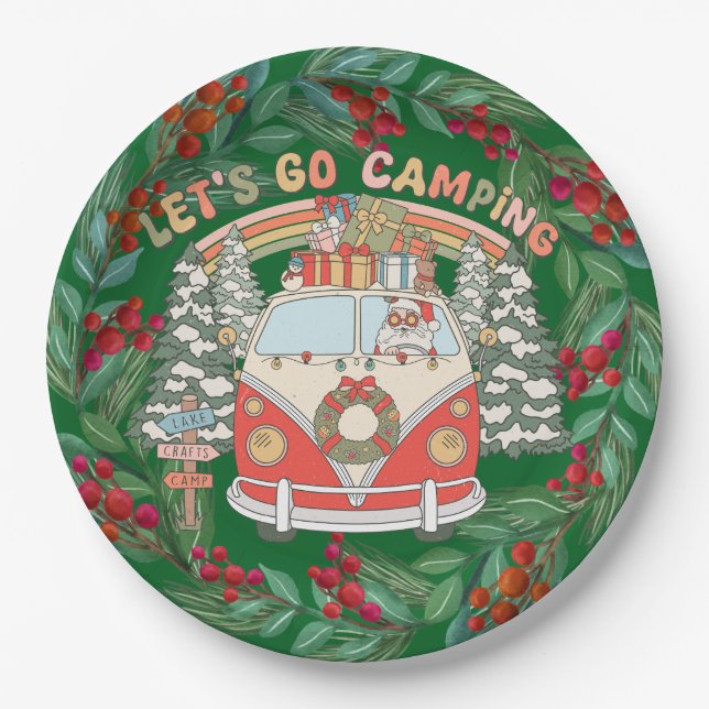 Plato De Papel Temas de Navidades de campamento (Anverso)