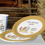 Plato De Papel Temática de la granja Cluck Cluck Pollo Niños Fies<br><div class="desc">Patatas de papel para fiestas de cumpleaños con un tema de animales de granja. ¡Inspirados por la rima del vivero del Viejo Macdonald en la tierra de la agricultura donde se mueven las vacas, el codo de las pollitas y los cerdos! Fácil de personalizar y cambiar los colores si desea...</div>