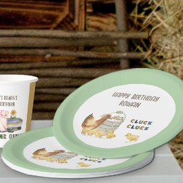 Plato De Papel Temática de la granja Cluck Cluck Pollo Niños Fies