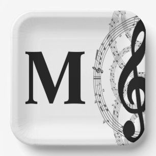 Plato De Papel temblor clef nota musical músico monogram square s