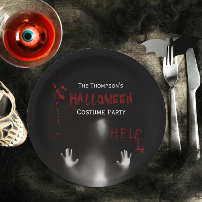 Plato De Papel Temeroso Fiesta de disfraces de Halloween negro (Subido por el creador)
