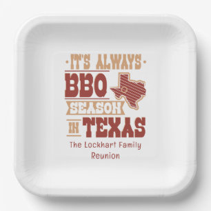 Plato De Papel Temporada de barbacoa en Texas para Personalizado 