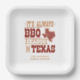 Plato De Papel Temporada de barbacoa en Texas para Personalizado