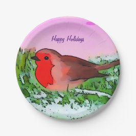 Plato De Papel Temporada de fiestas de Navidades Robin