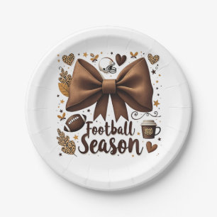 Plato De Papel Temporada de fútbol de Game Day Bow Coquette