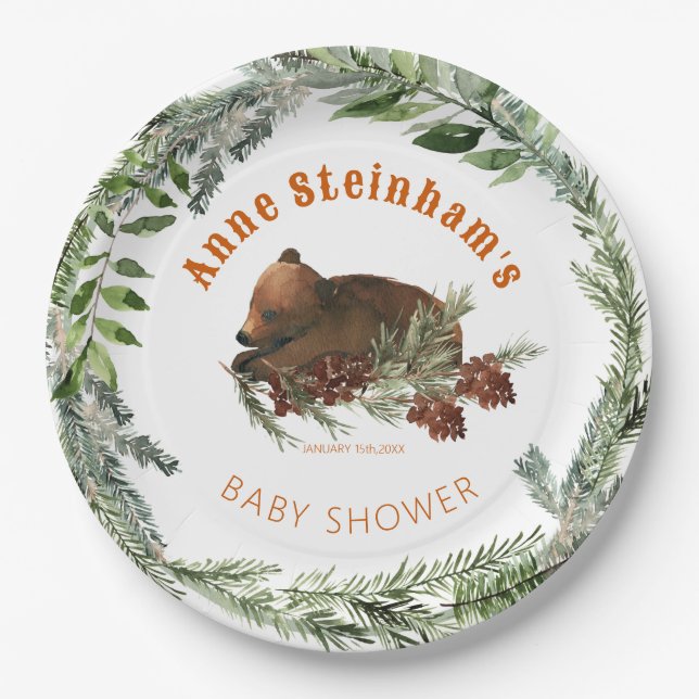 Plato De Papel Temporada de invierno Sencillo Bebé Ducha (Anverso)