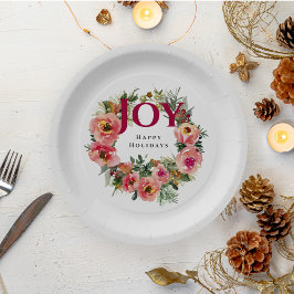 Plato De Papel Temporada de vacaciones Joy Wreath Botanic