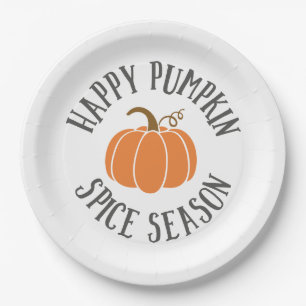 Plato De Papel Temporada feliz de especias de calabaza