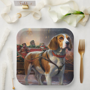 Plato De Papel Temporada festiva de los Navidades Beagle