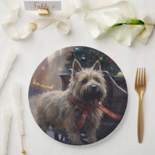 Plato De Papel Temporada festiva de los Navidades Cairn Terrier
