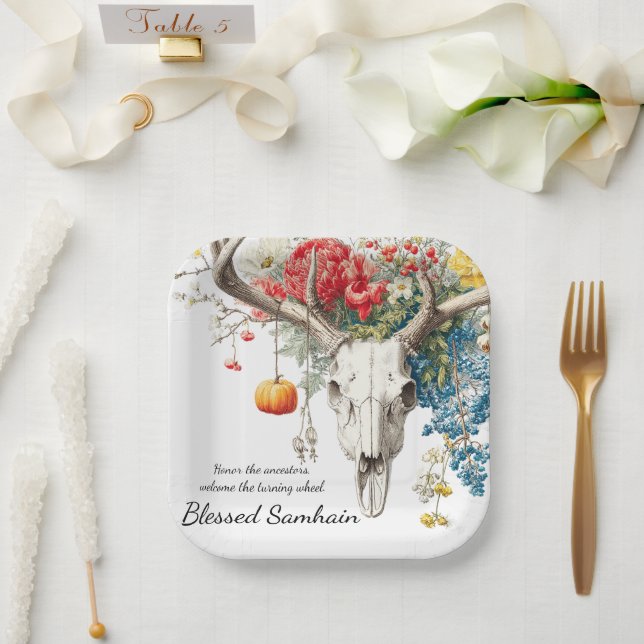 Plato De Papel Temporadas místicas | Samhain Witchy Design (Boda)