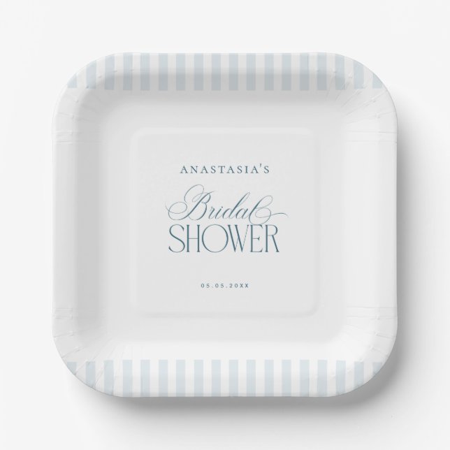 Plato De Papel Temporeless Bridal Shower de Dinero Antiguo Rayas  (Anverso)