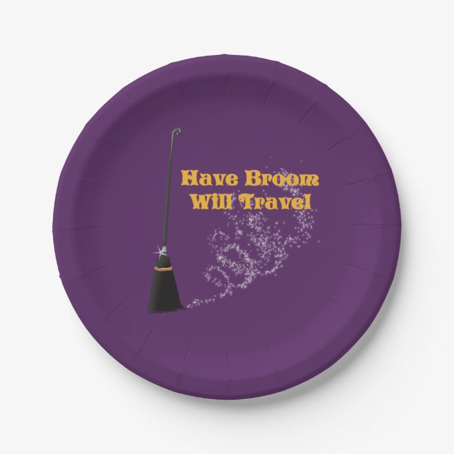 Plato De Papel Ten Broom Will Travel Halloween Paper Plates (Anverso)