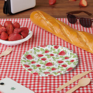 Plato De Papel Tendencia de Acuarela Prado Fresa Baby Shower