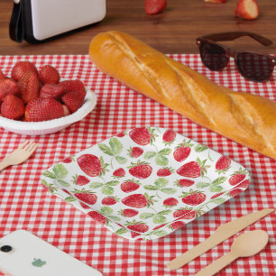 Plato De Papel Tendencia de acuarela prado fresa baby shower