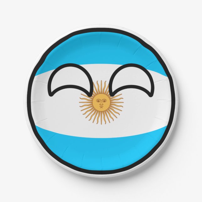 Plato De Papel Tendencia divertida Geeky Argentina Countryball (Anverso)