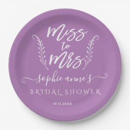 Plato De Papel Tendencias de Lavanda Señorita a Señora Despedida
