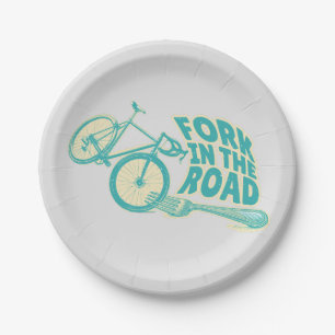 Plato De Papel Tenedor en el camino Bicicleta divertida